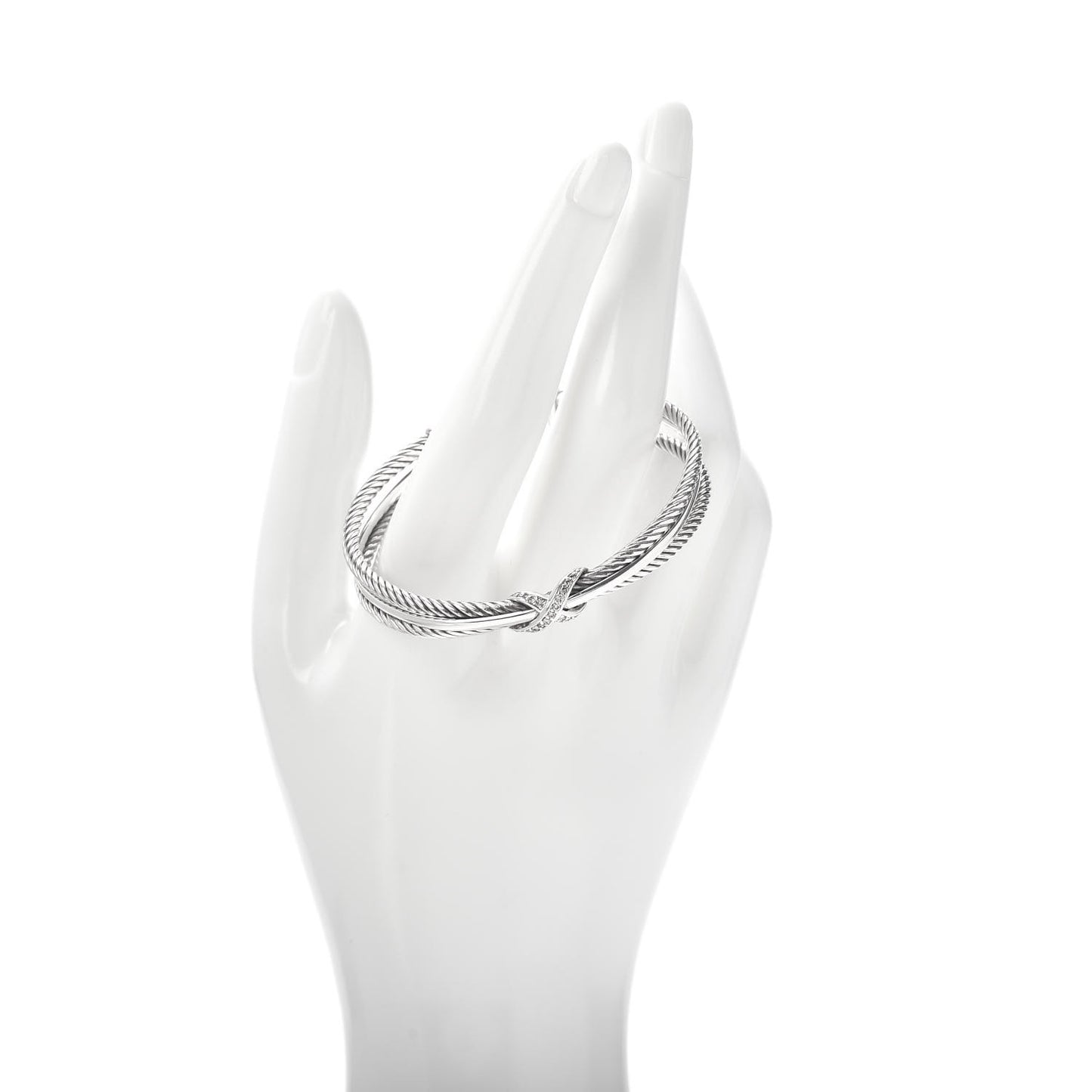 Sterling Silver Diamond 7mm Crossover X Bracelet