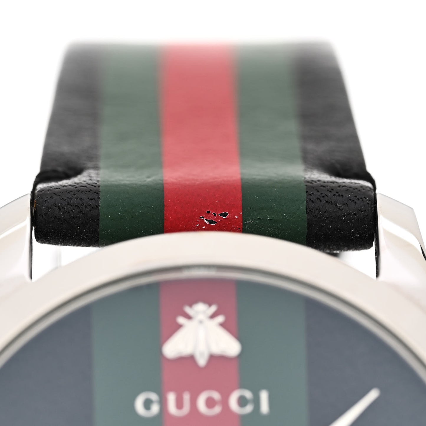 Stainless Steel Calfskin 38mm G-Timeless Stripe Web Quartz Watch Black