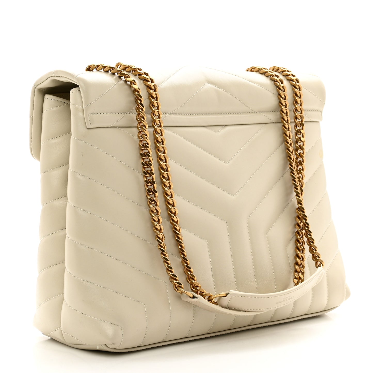 Calfskin Y Quilted Monogram Medium Loulou Chain Satchel Crema Soft