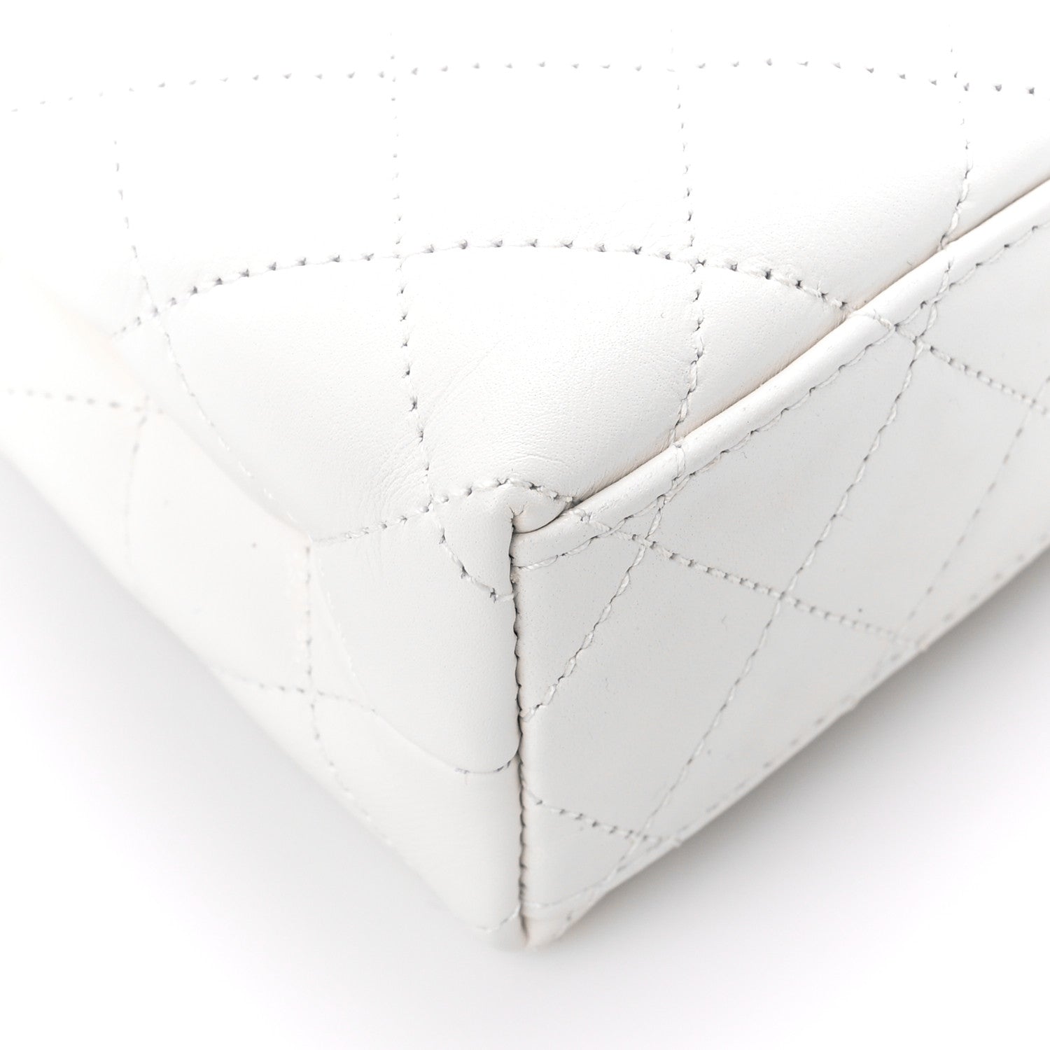 Chanel Shiny Aged Calfskin Quilted Nano Kelly Shopper White 9 of 11