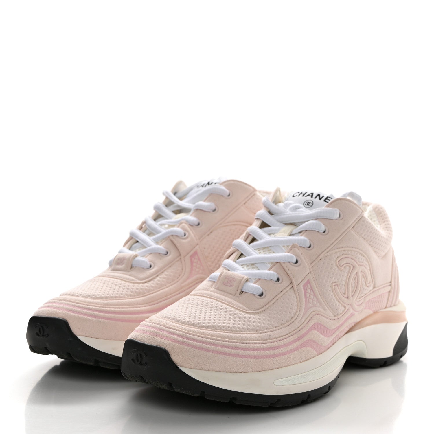 Chanel Fabric CC Womens Sneakers 37 Light Pink 3 of 9