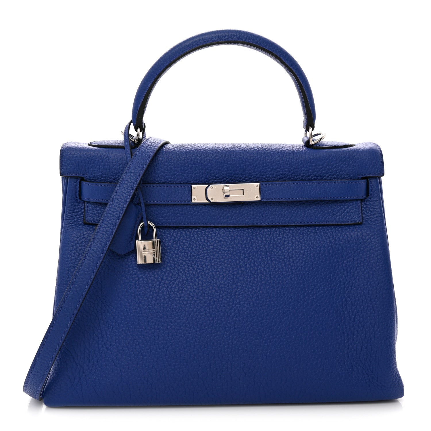 Hermes Taurillon Clemence Kelly Retourne 32 Bleu Electrique