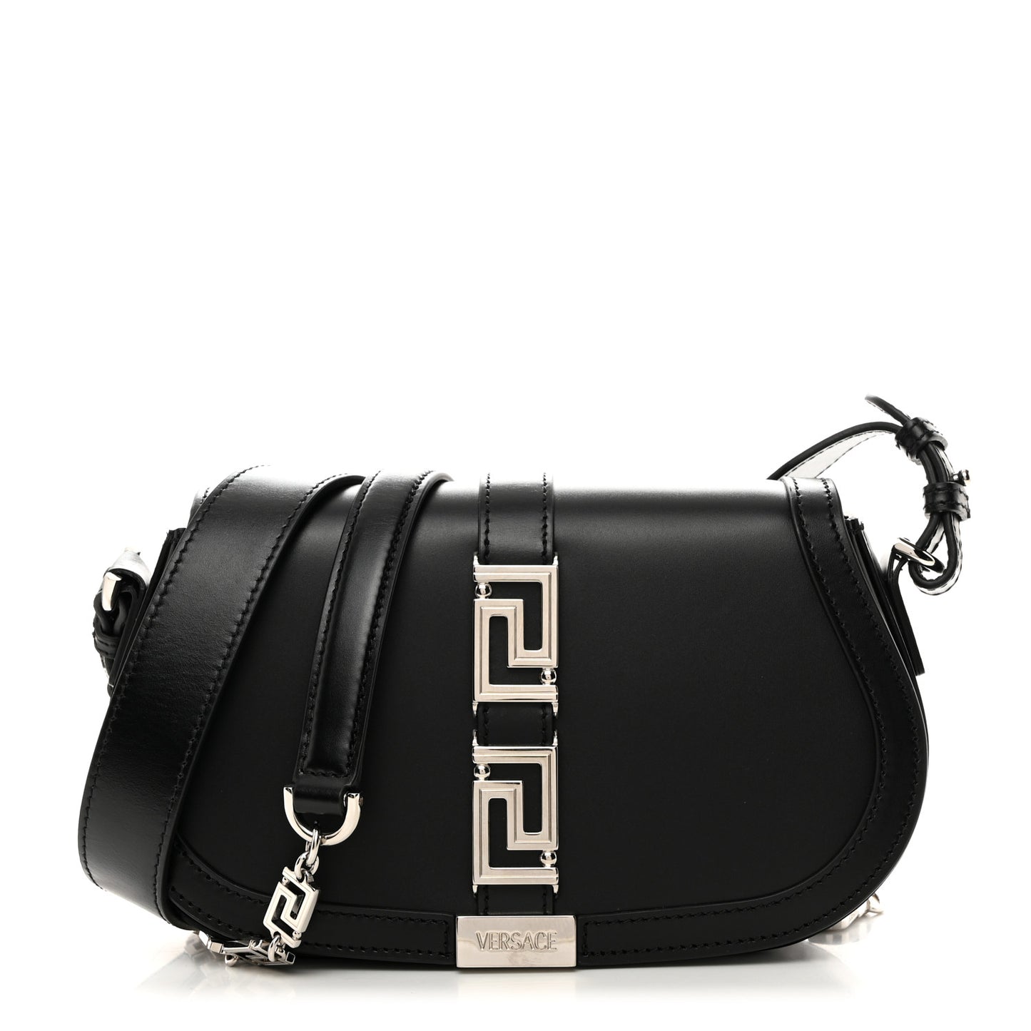 Calfskin Medium Greca Goddess Shoulder Bag Black