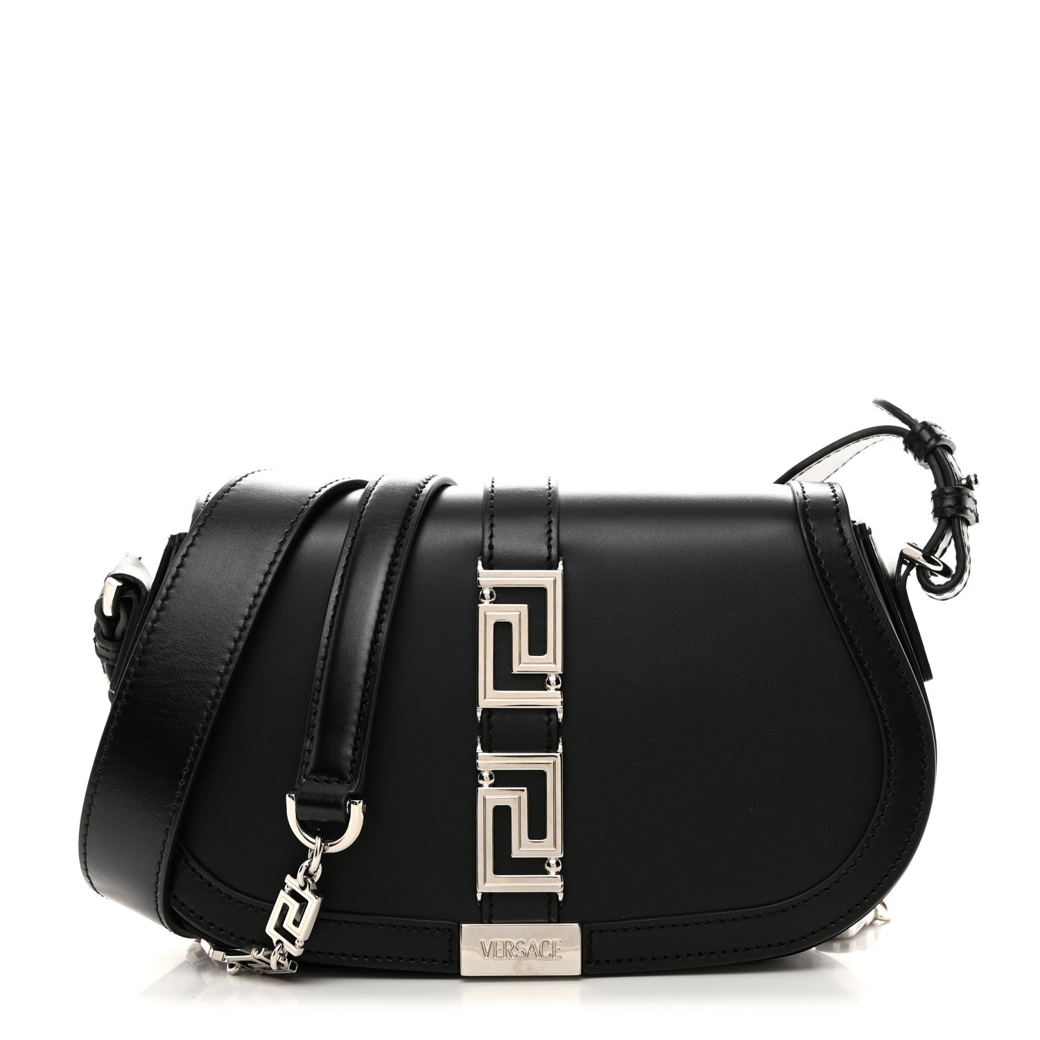 Versace Calfskin Medium Greca Goddess Shoulder Bag Black 1 of 12