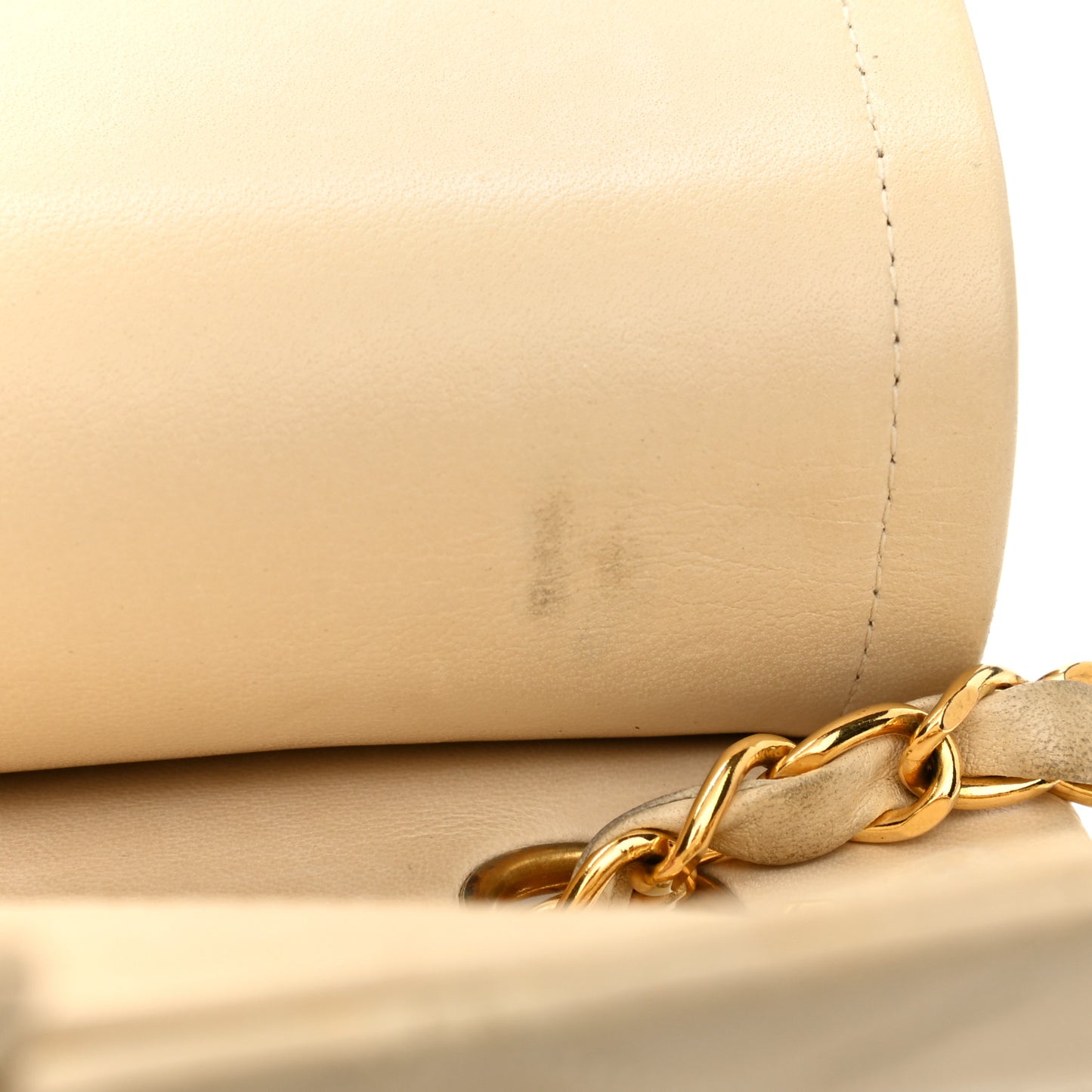 Lambskin Quilted Small Double Flap Beige