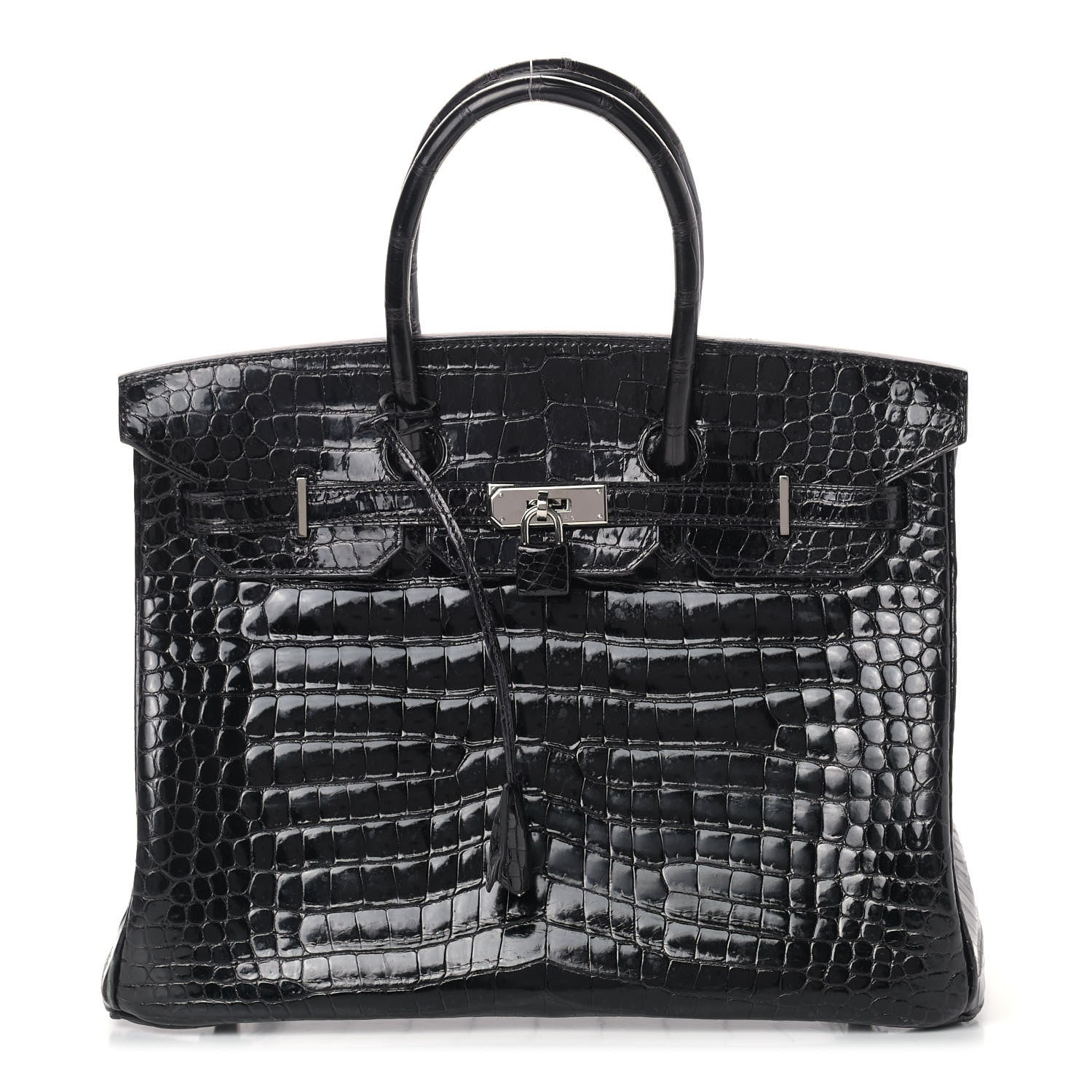 Hermes Shiny Porosus Crocodile Birkin 35 Black 1 of 15