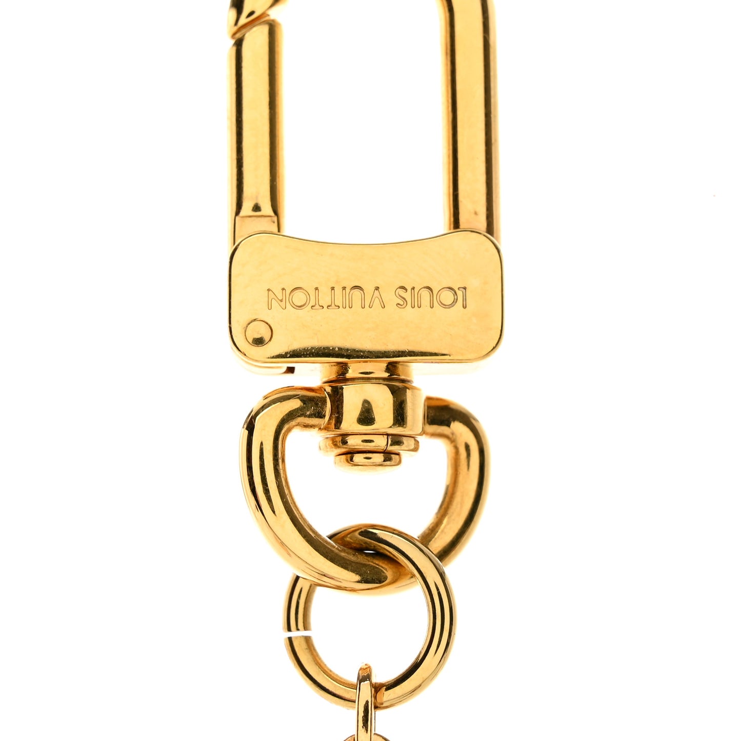 LV Guilloche Bag Charm Key Holder Gold Pink