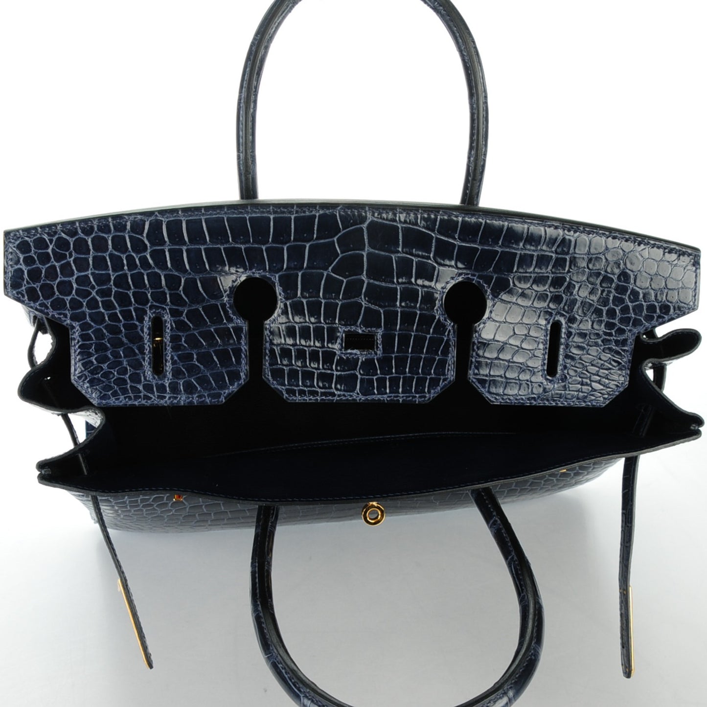 Shiny Porosus Crocodile Birkin 35 Bleu Abysse