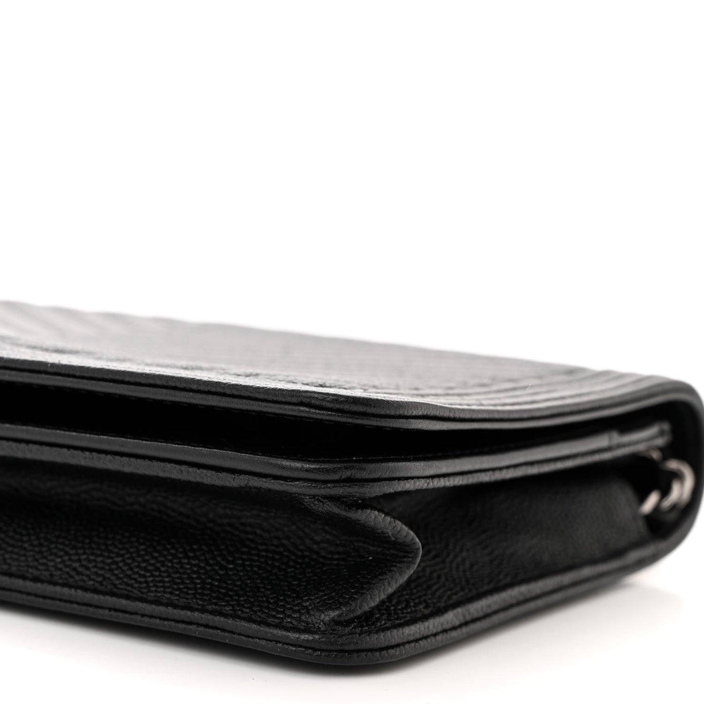 Caviar Chevron Quilted Boy Wallet On Chain WOC Black