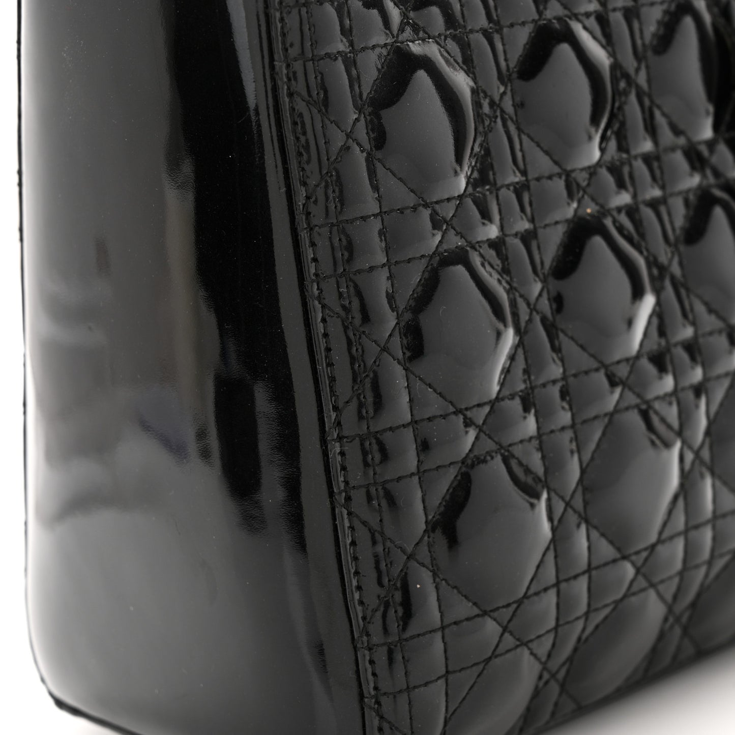 Patent Cannage Whipstitch Medium Lady Dior Black