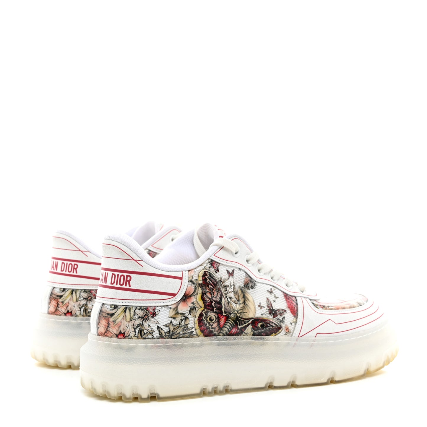 Calfskin Technical Fabric Dior Addict D Butterfly Low Top Sneakers 38 Multicolor