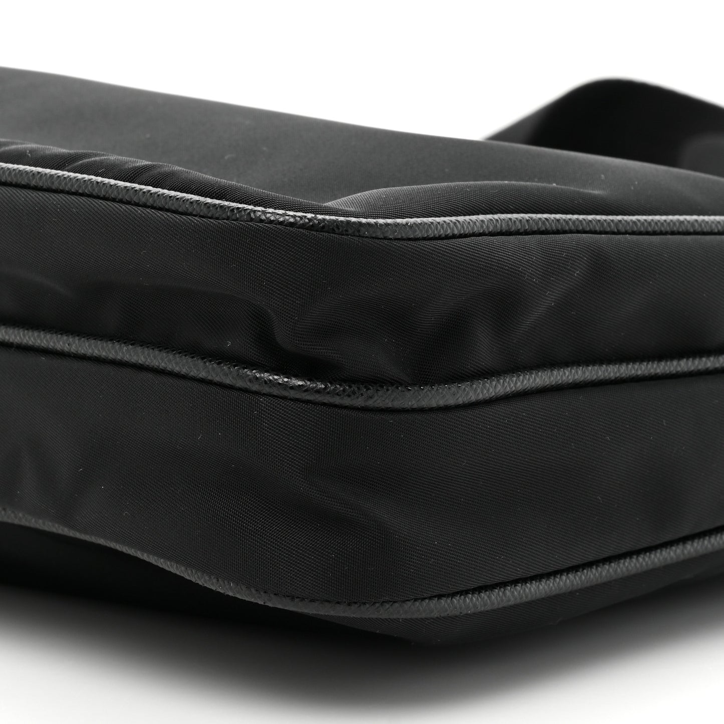 Re-Nylon Saffiano Pocket Flat Messenger Bag Black