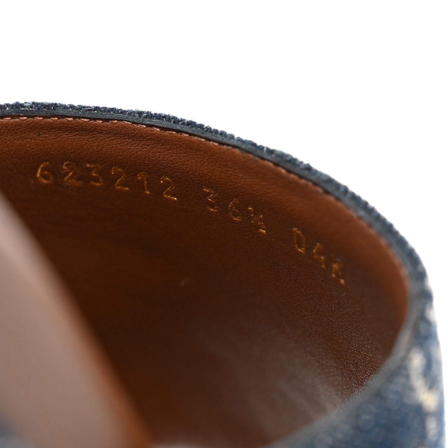 New Denim GG Monogram Angelina Platform 55mm Slide Sandals 36.5 Blue Tea