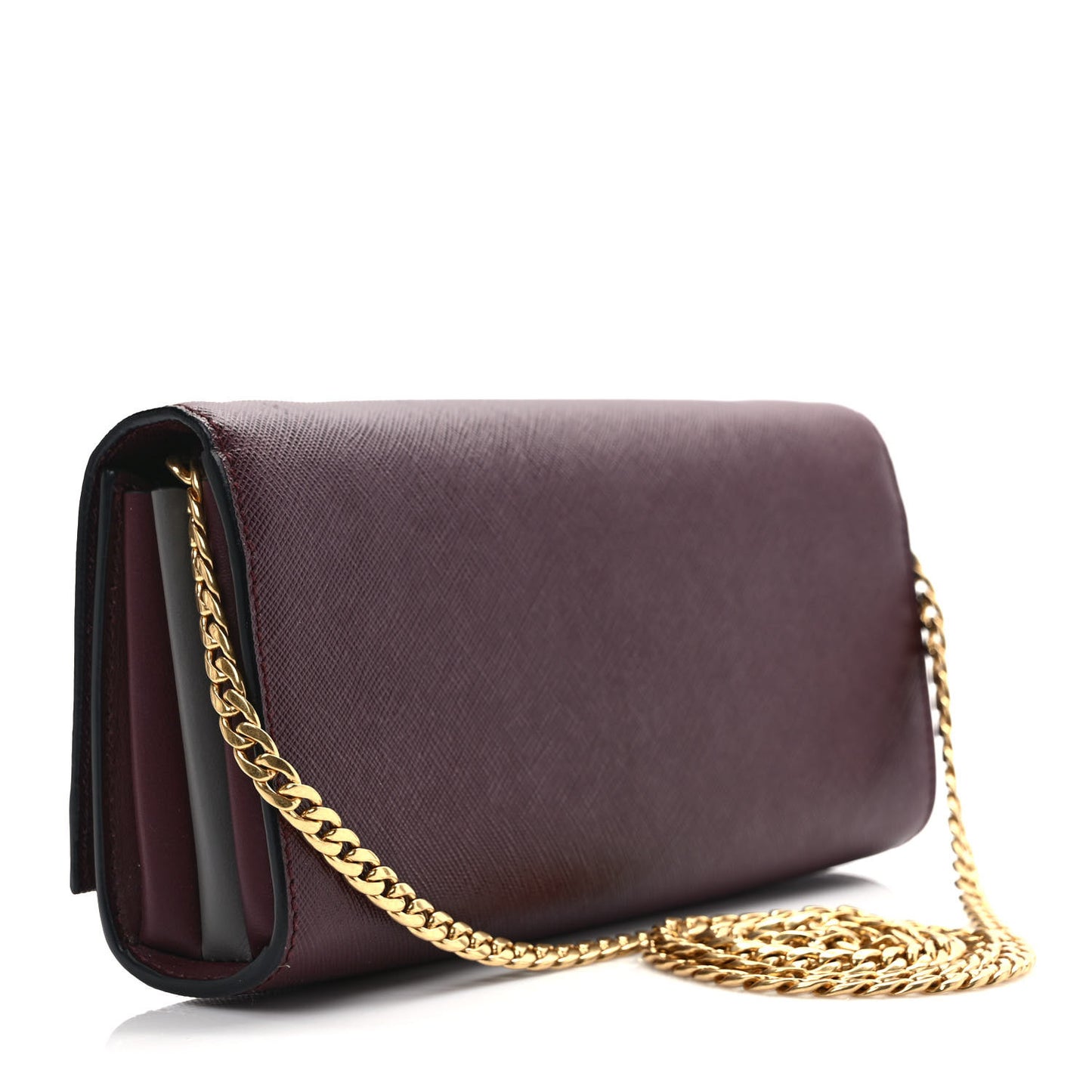 Saffiano Metal Chain Wallet Granato