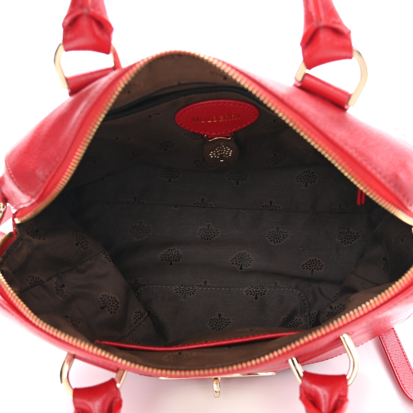 Glossy Goatskin Small Del Rey Satchel Red