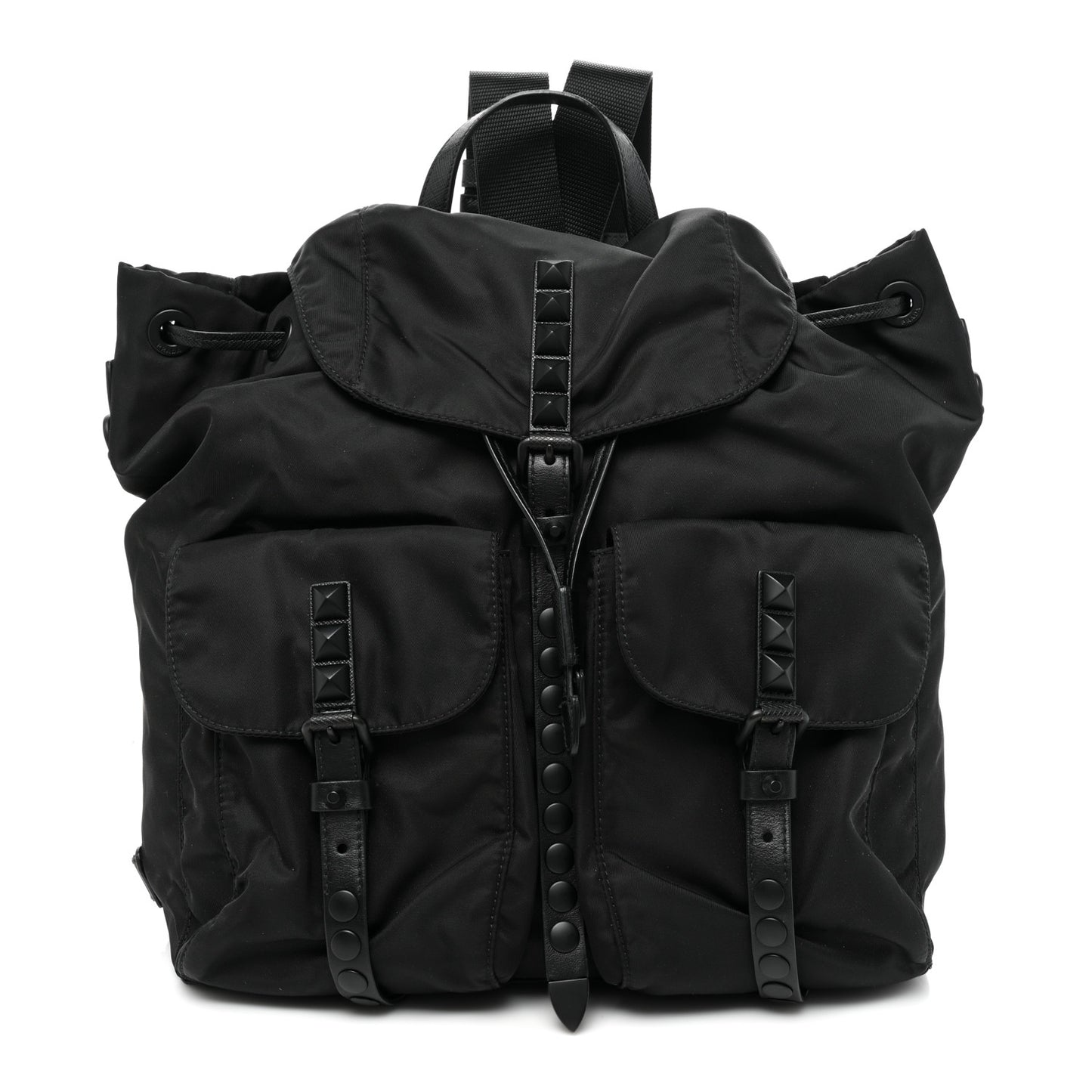 Nylon New Vela Monochrome Studded Backpack Black