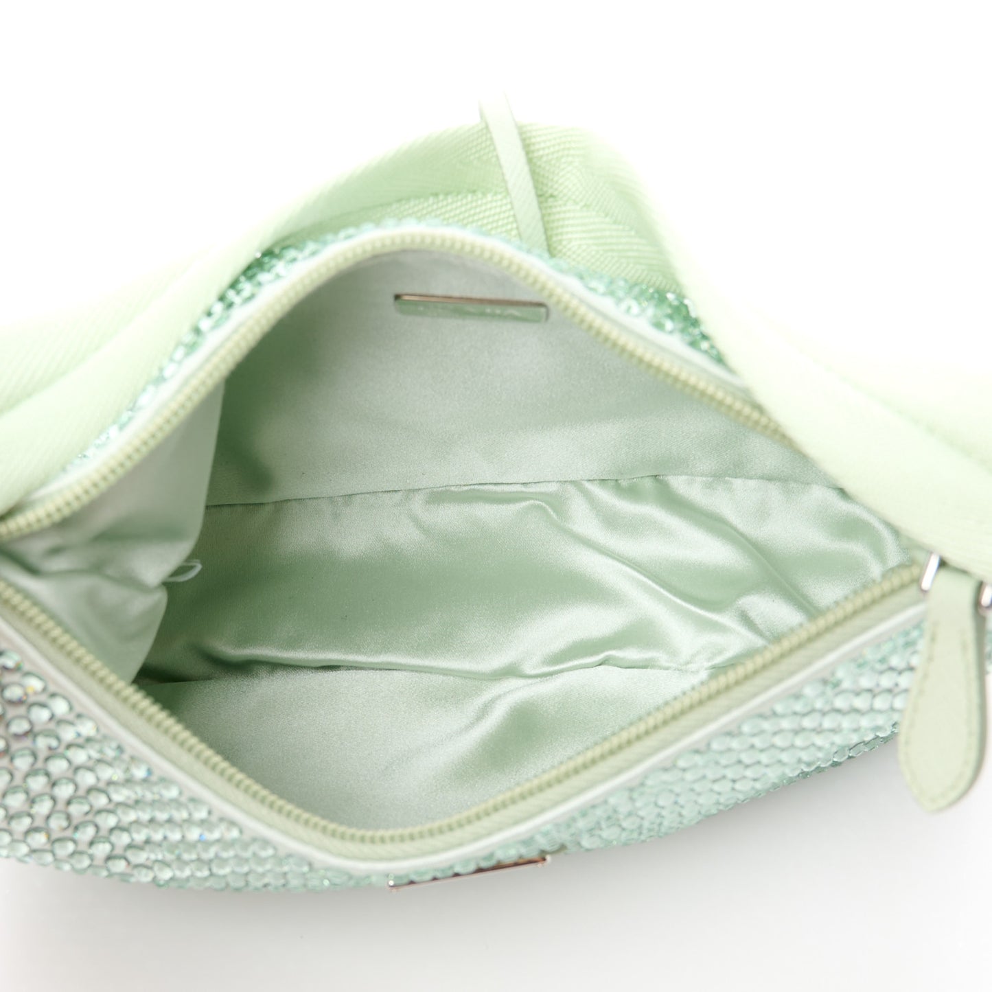 Satin Crystal Mini Re-Edition 2000 Bag Acqua