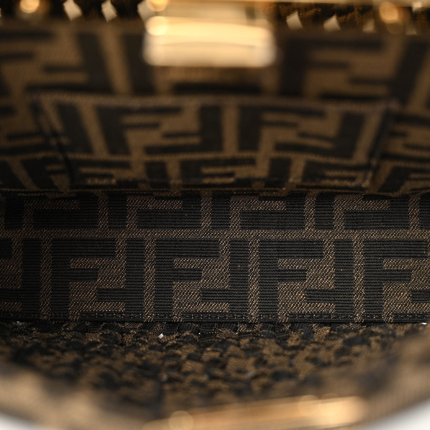 Fabric Jacquard FF 1974 Woven Knotted Mini Peekaboo Iconic Satchel Tobacco Moro