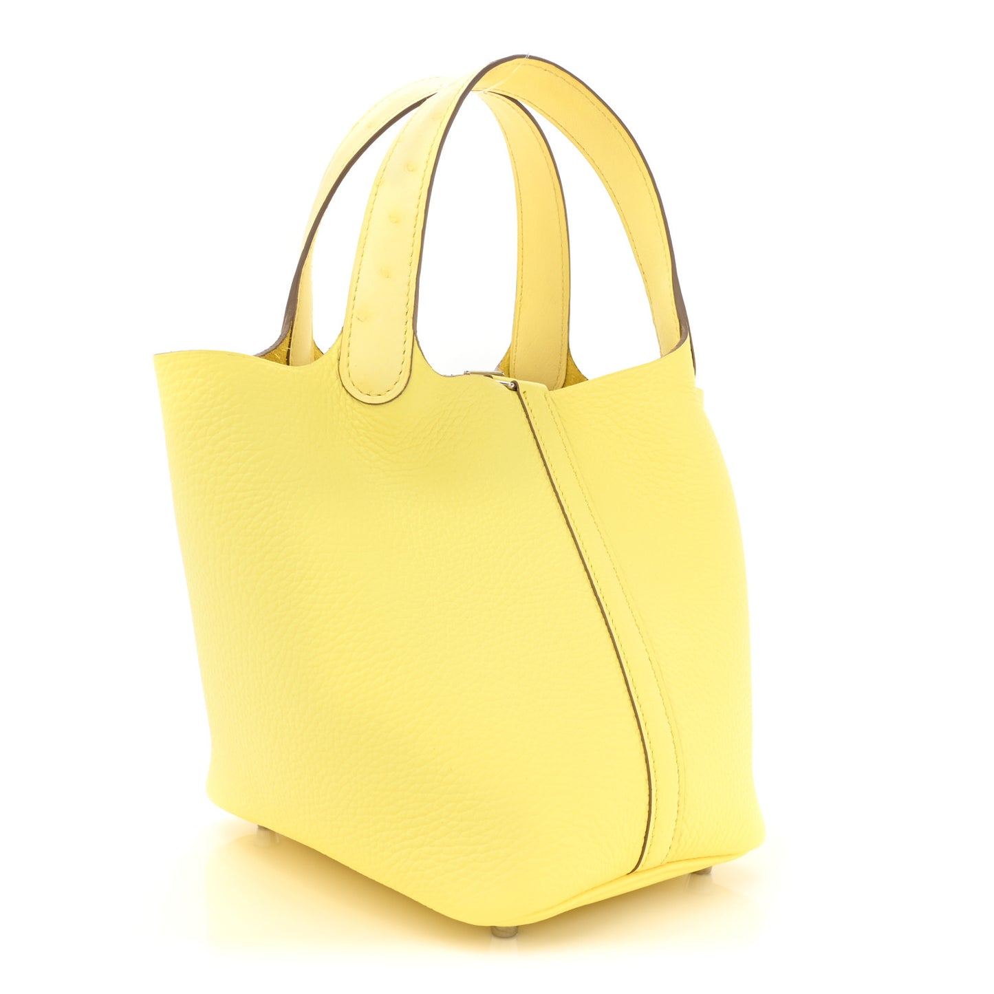 Taurillon Clemence Ostrich Touch Picotin Lock 18 PM Limoncello