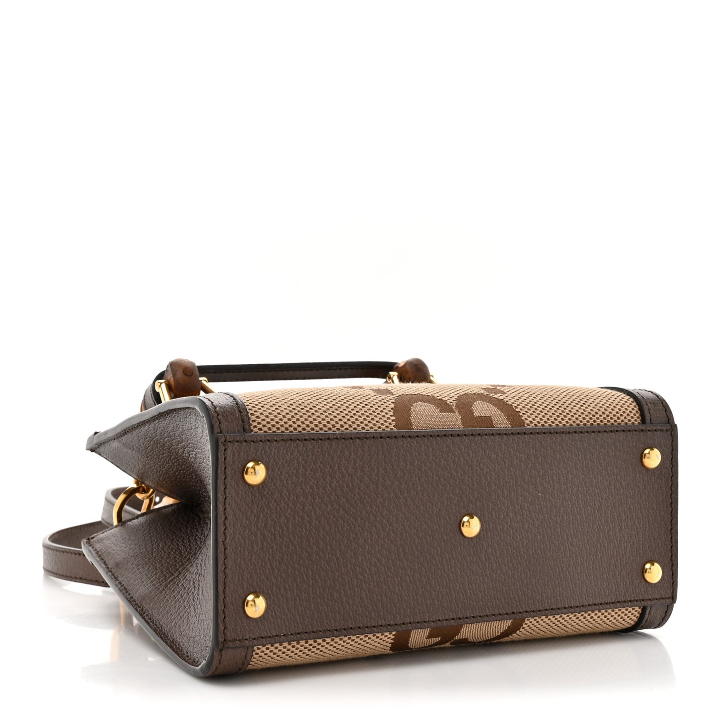 Monogram Jumbo GG Textured Dollar Calfskin Mini Diana Tote Bag Camel Ebony New Acero