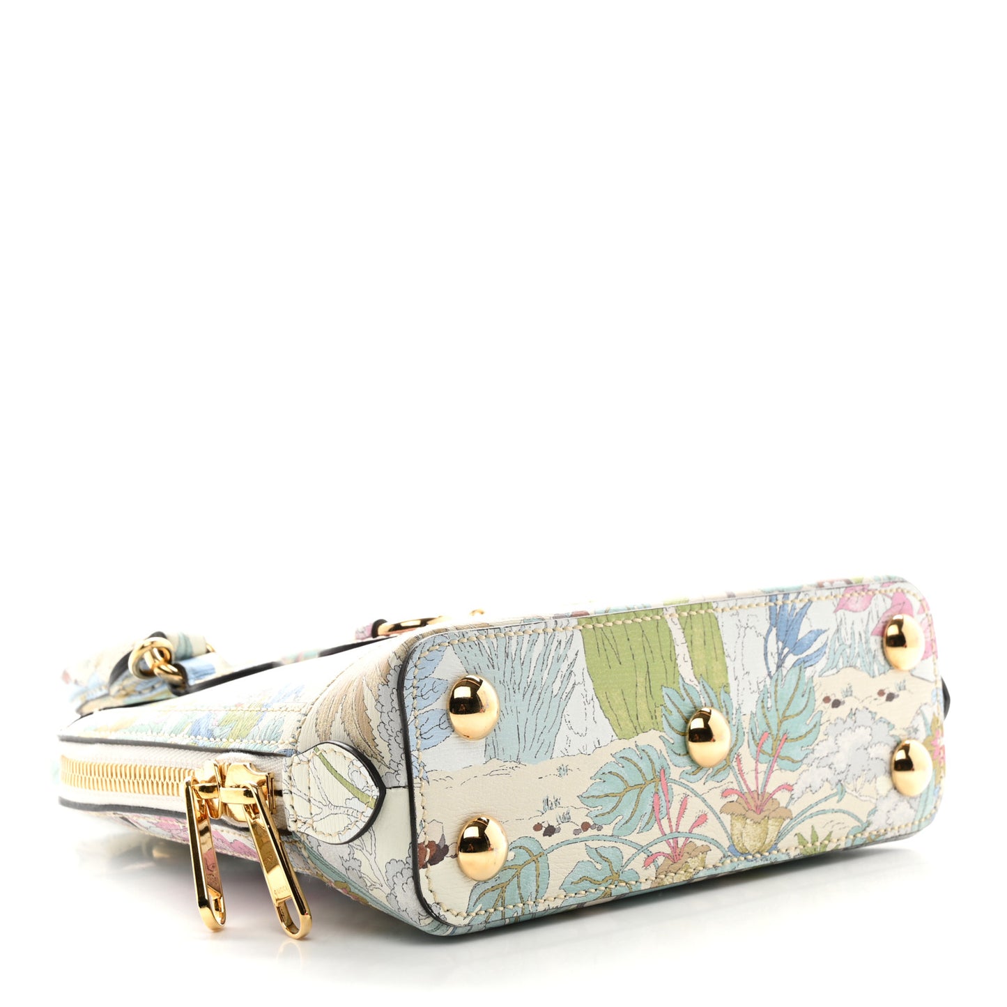 New Shangai Calfskin Tiger Savanah Web Mini Horsebit 1955 Top Handle Bag Chalky White Multicolor