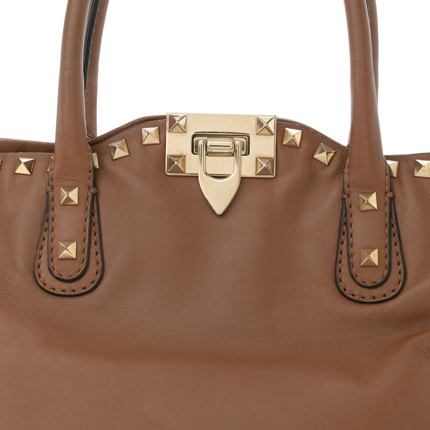 Vitello Rockstud Dome Satchel Deep Cuir
