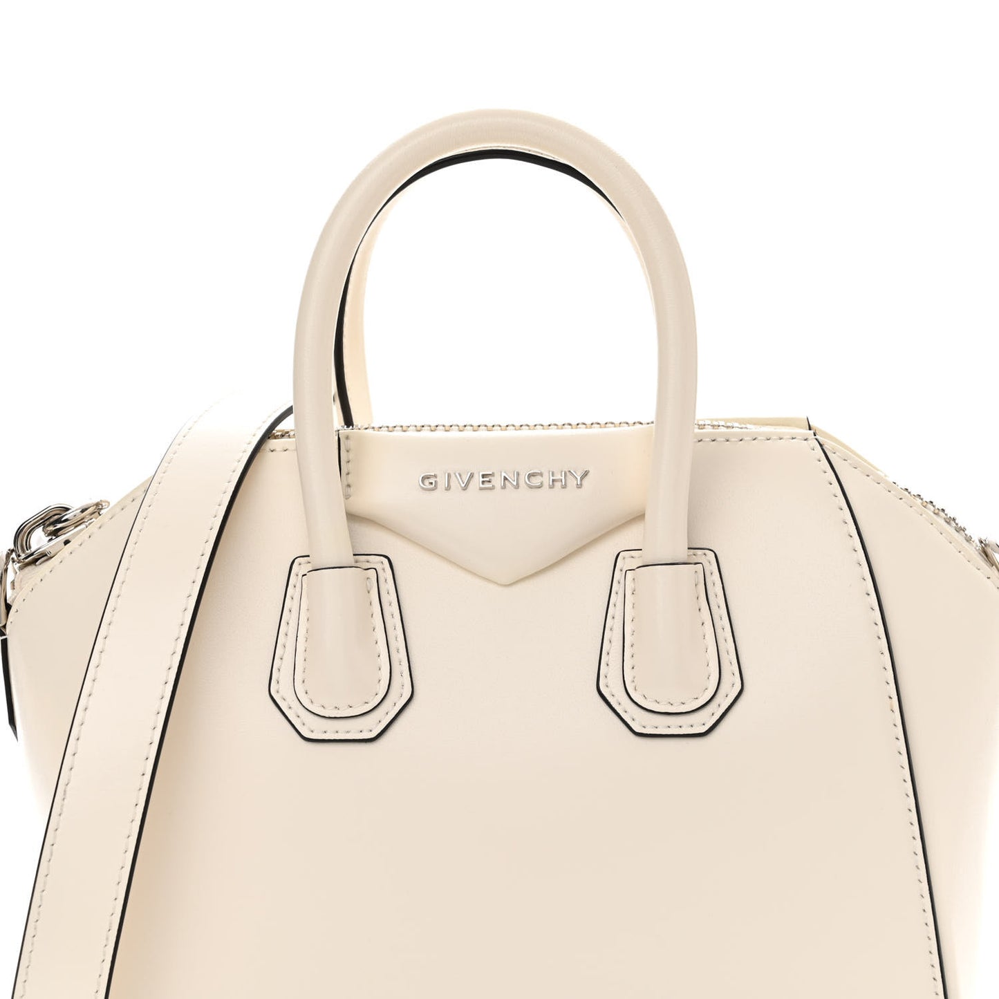 Crinkled Patent Calfskin Mini Antigona Ivory
