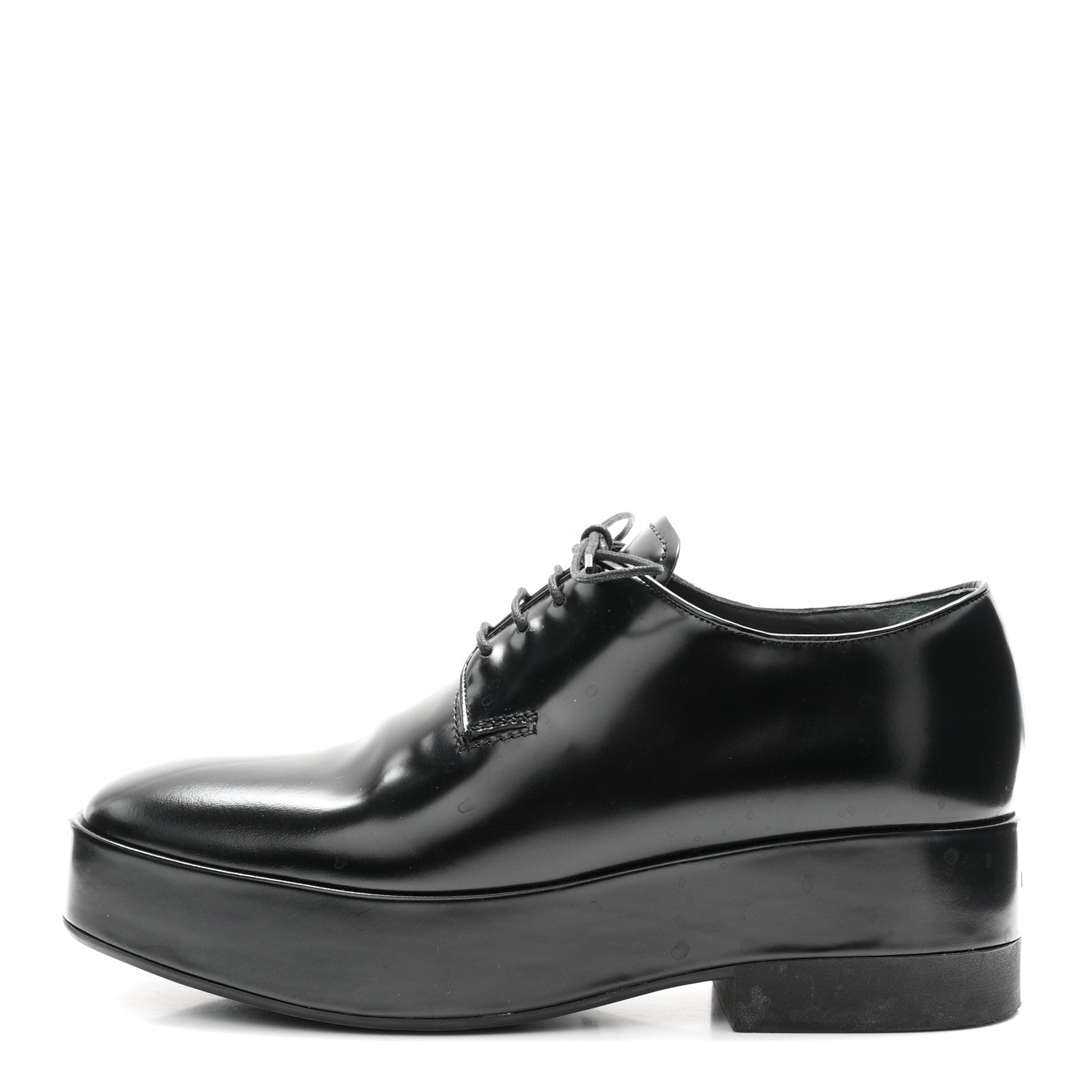 Prada Spazzolato Lace Up Derby Platform Loafers 37 Black 1901247
