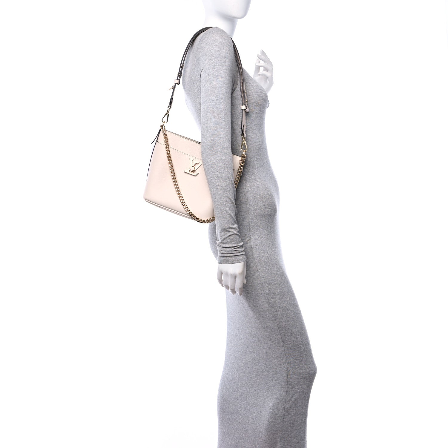 Louis Vuitton Grained Calfskin Lock and Walk Bucket Quartz 2 of 10