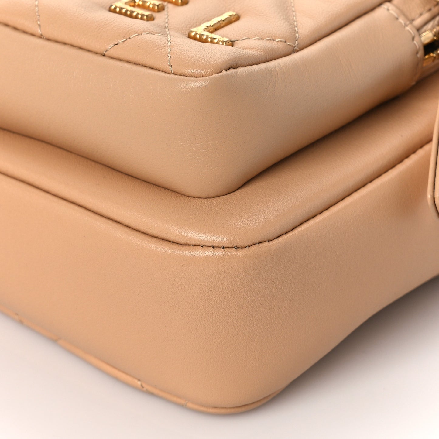 Calfskin Quilted Small Camera Case Beige