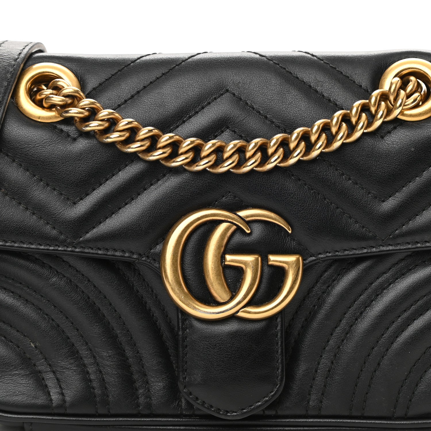 Gucci Calfskin Matelasse Mini GG Marmont Shoulder Bag Black 8 of 15