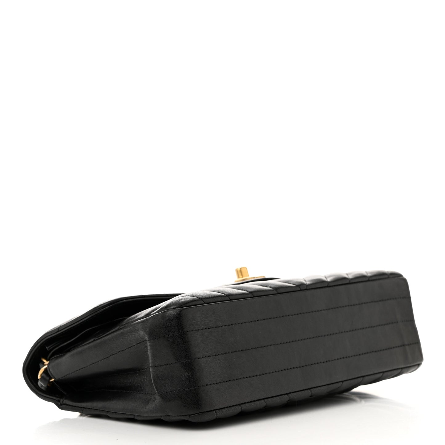 Lambskin Chevron Quilted Small Double Flap Black