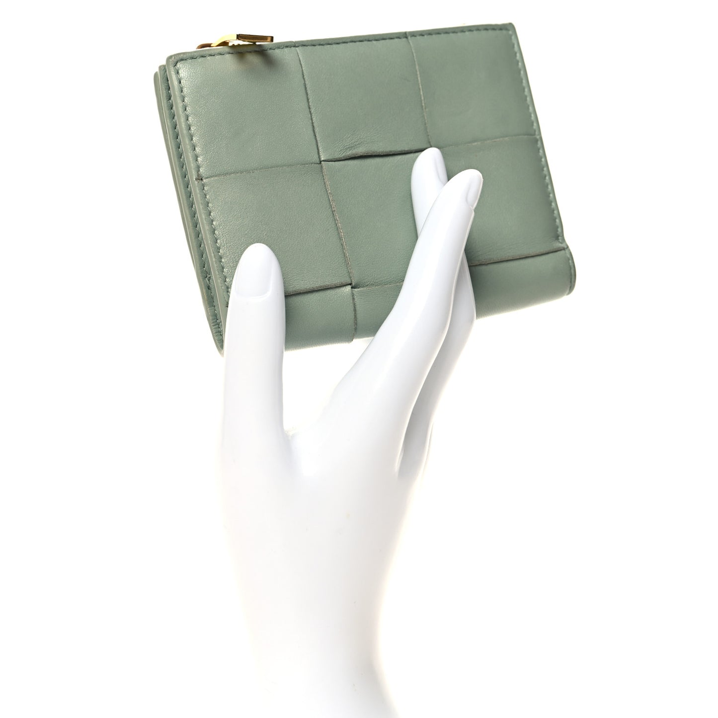 Nappa Maxi Intrecciato Bifold Zip Wallet New Sauge