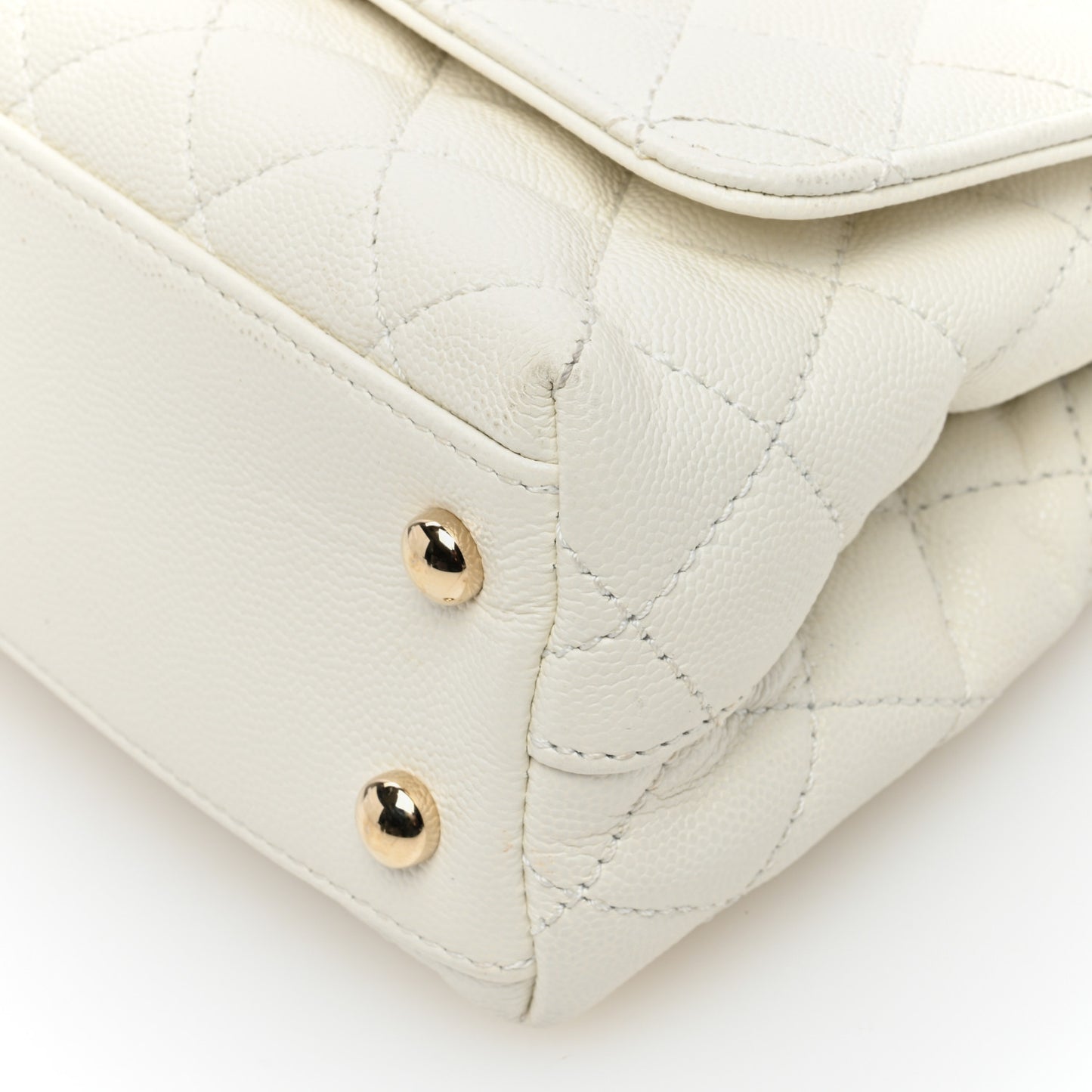 Caviar Quilted Extra Mini Coco Handle Flap White