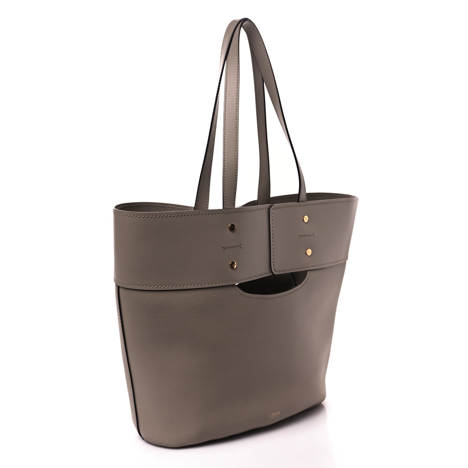 Chloe Calfskin Medium Aby Lock and Key Tote Bag Motty Grey 4 of 10