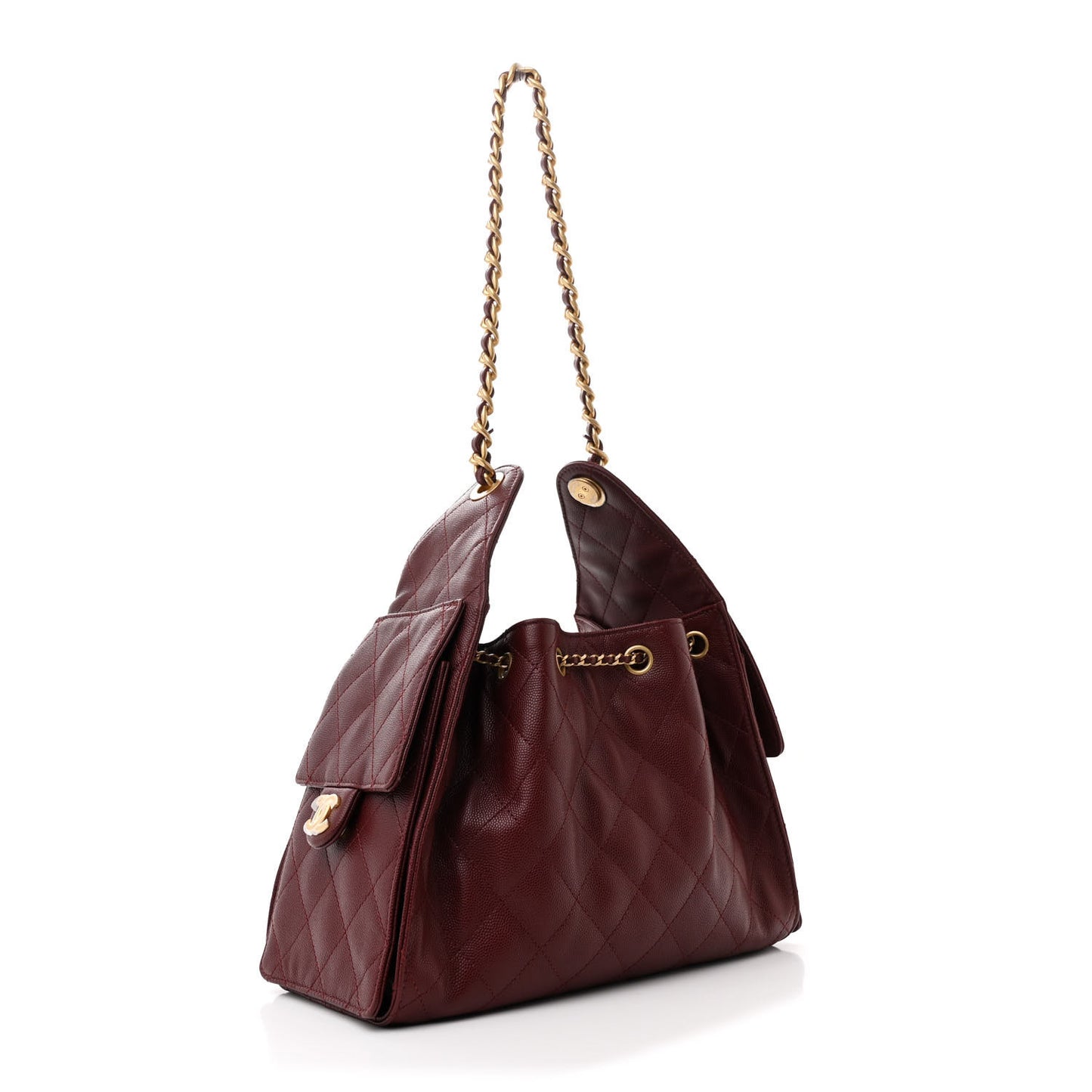 Caviar Quilted Small Chanel 25 Handbag Burgundy