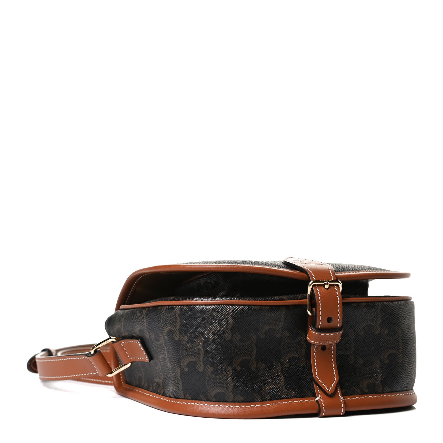 Celine Triomphe Canvas Medium Folco Bag Tan 4 of 11