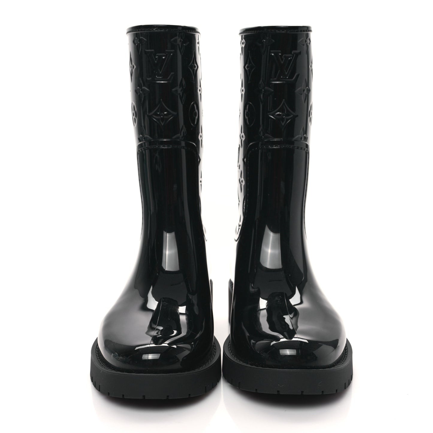 Rubber Embossed Monogram Drops Flat Half Boots 37 Black
