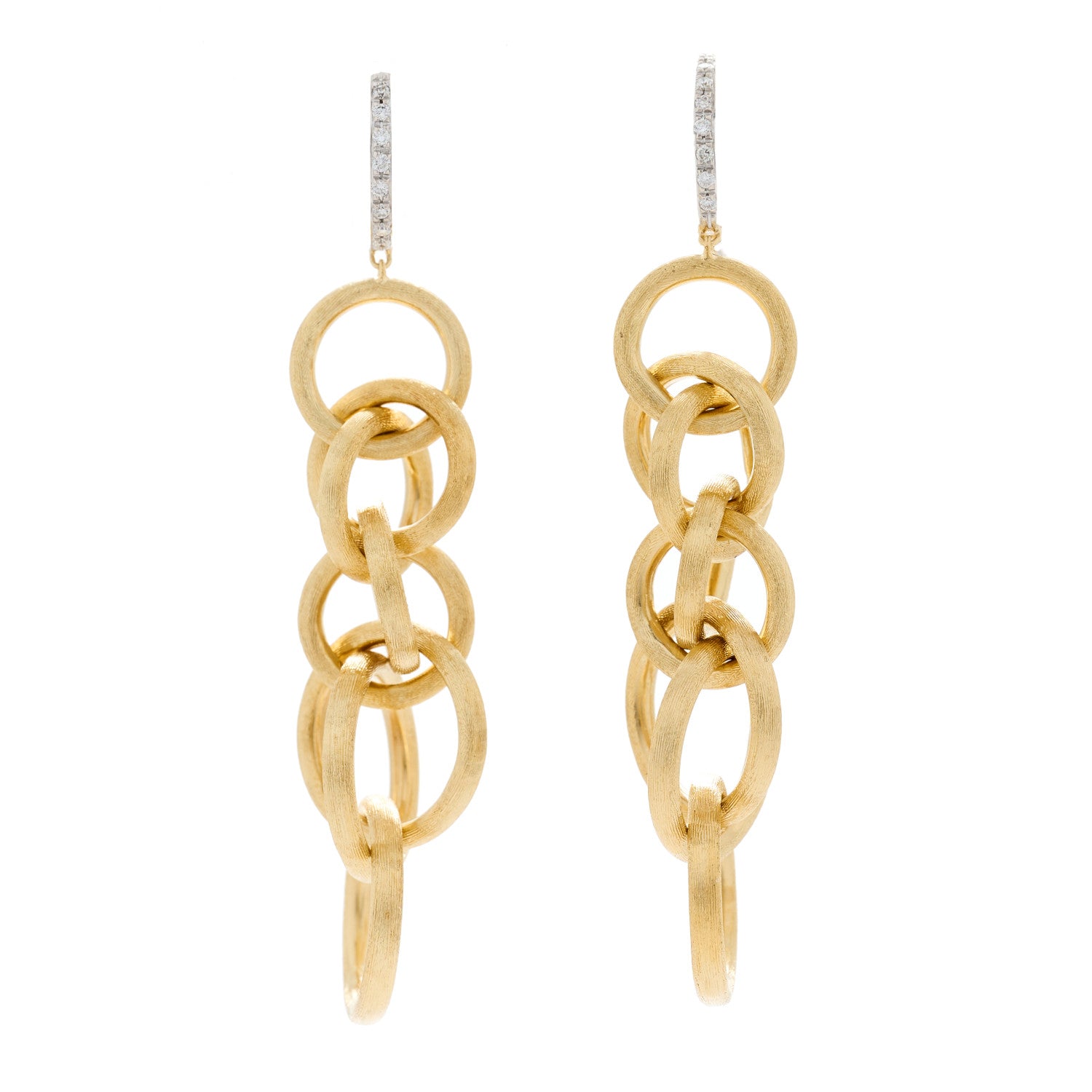 Marco Bicego 18K Yellow White Gold Diamond Siviglia Circle Link Drop Earrings 1 of 3