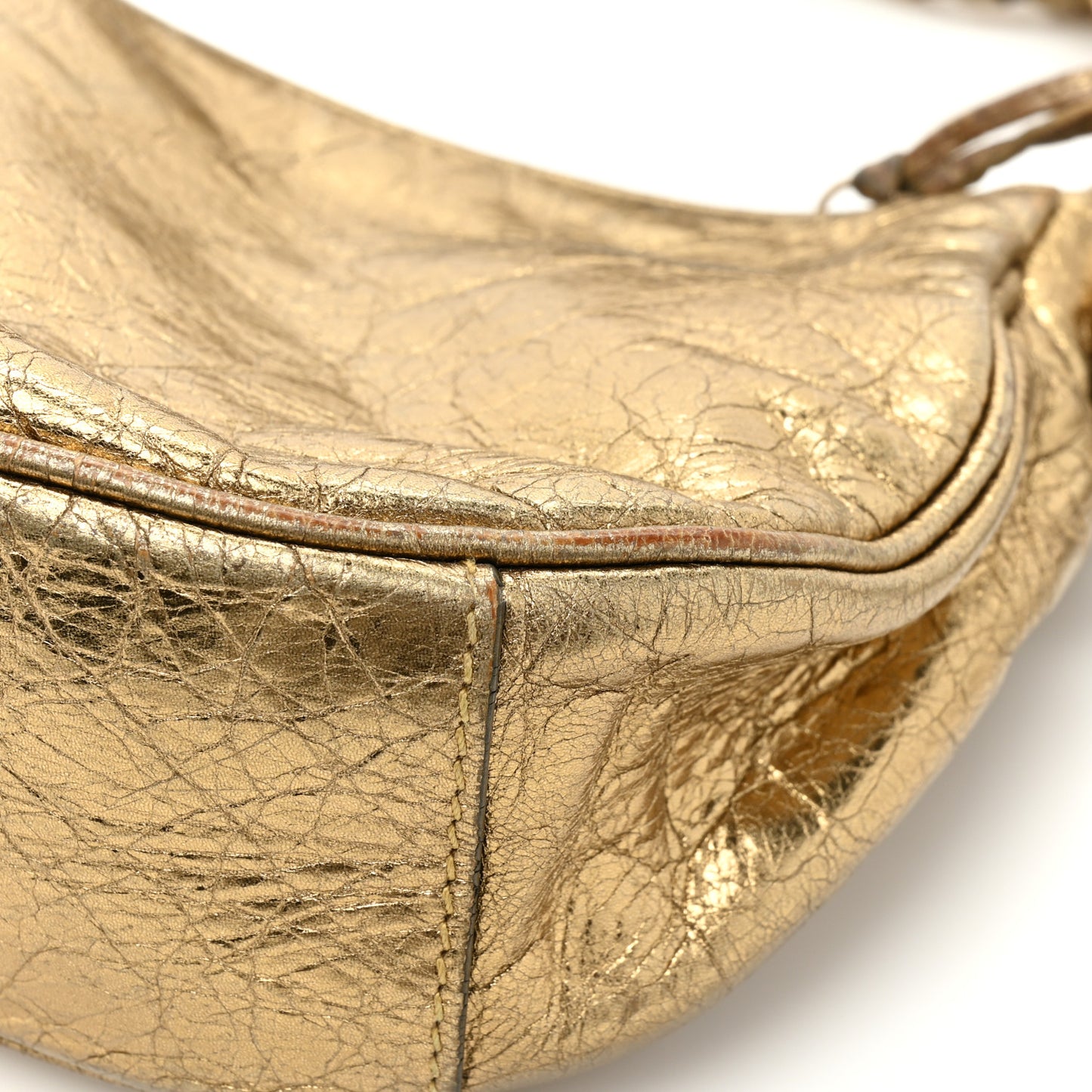 Metallic Agneau Arena Le Cagole Shoulder Bag XS Gold