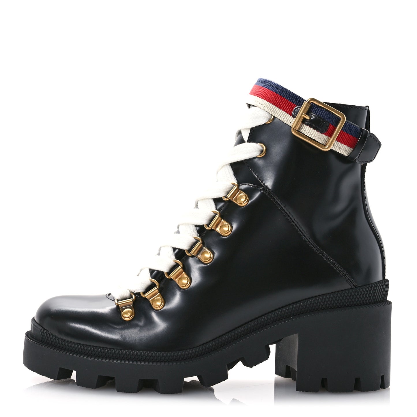 Calfskin Sylvie Web Womens Lace Up Combat Boots 35 Black