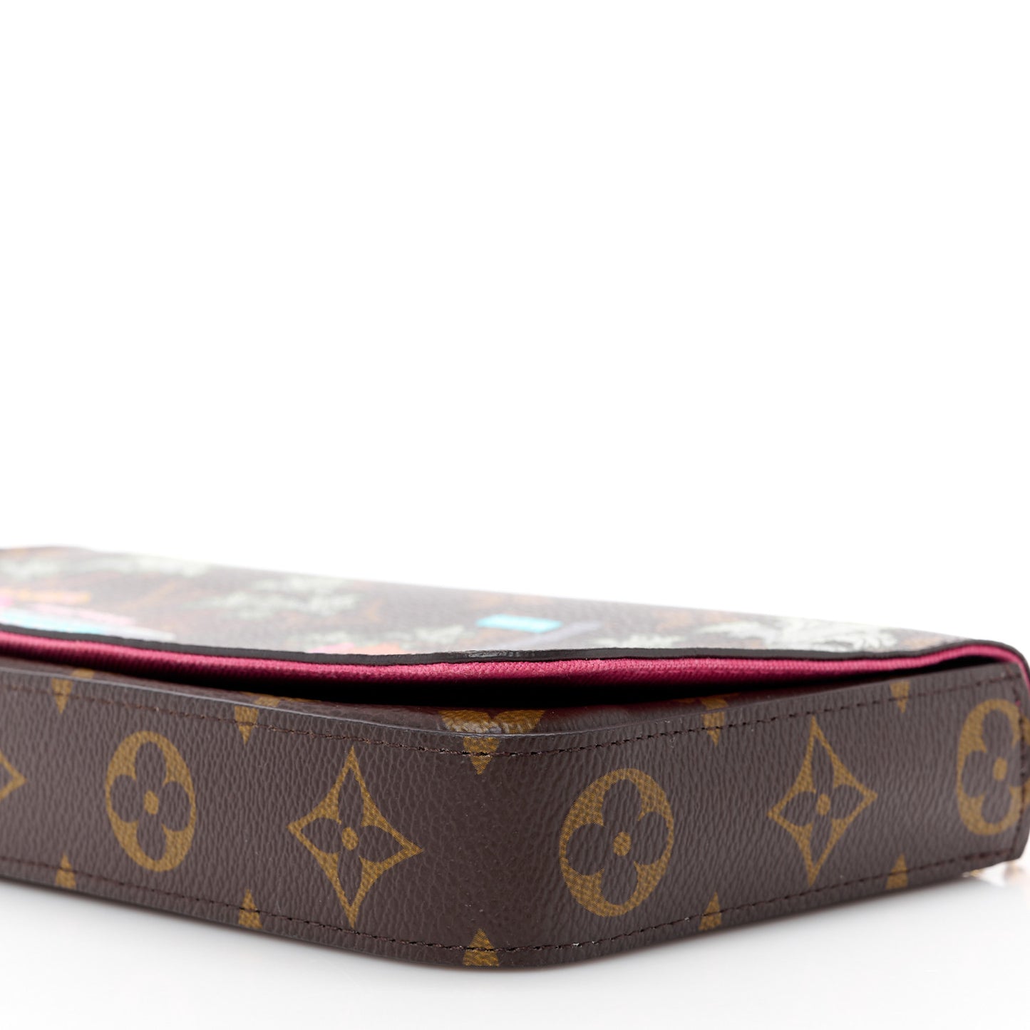 LOUIS VUITTON Monogram 2021 Christmas Animation Hollywood Pochette Felicie Chain Wallet Fuchsia