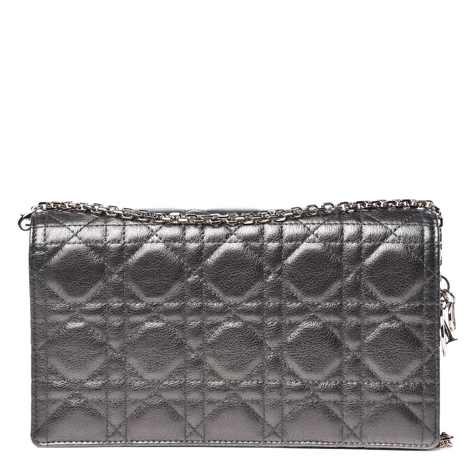 Christian Dior Metallic Calfskin Cannage Lady Dior Convertible