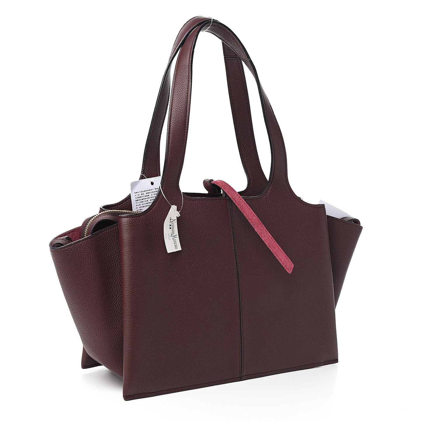 Baby Grained Calfskin Small Tri-Fold Bag Burgundy