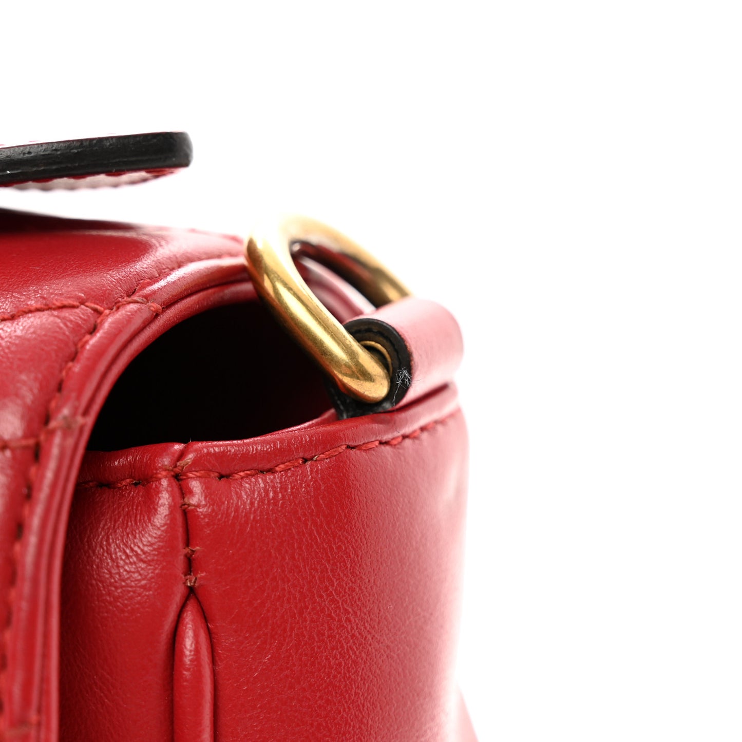 Calfskin Matelasse Small GG Marmont Top Handle Shoulder Bag Hibiscus Red