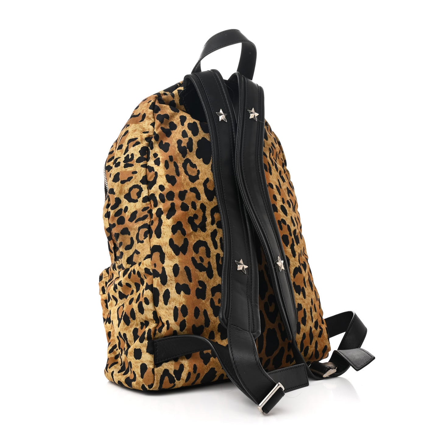 Nylon Calfskin Leopard Print Backpack