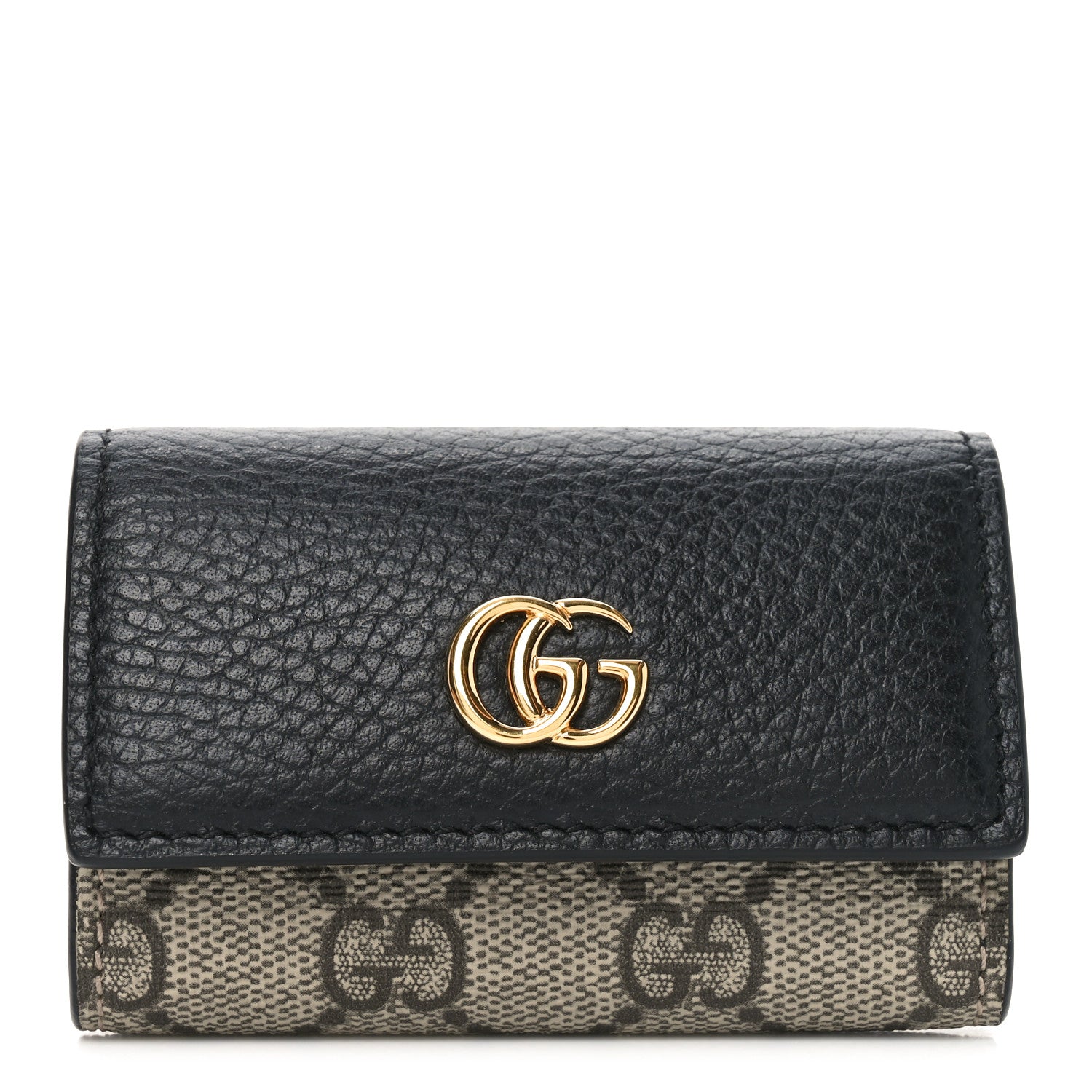 Gucci Dollar Calfskin GG Supreme Monogram GG Marmont 6 Key Holder Case Black Beige Ebony 1 of 7