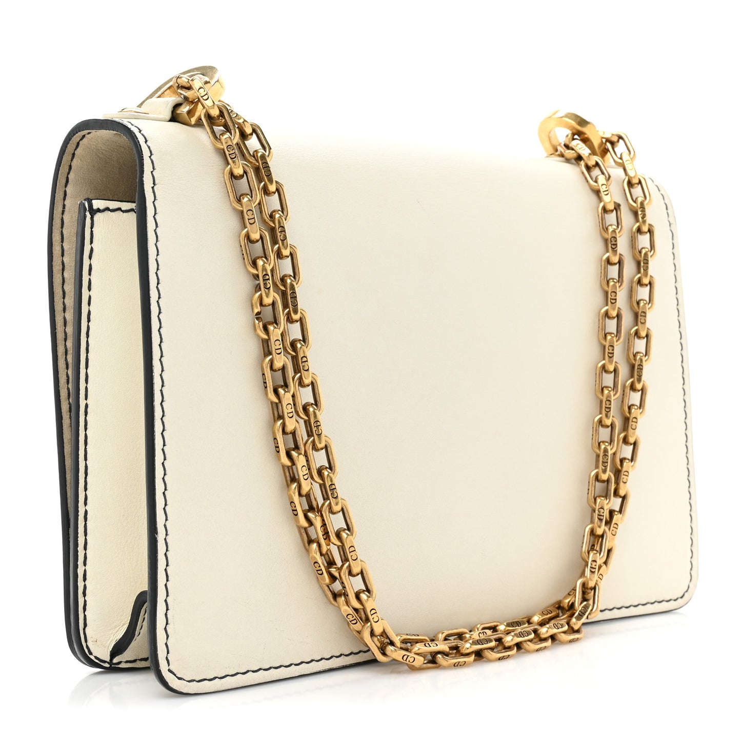Calfskin J'Adior Chain Flap Bag Off White