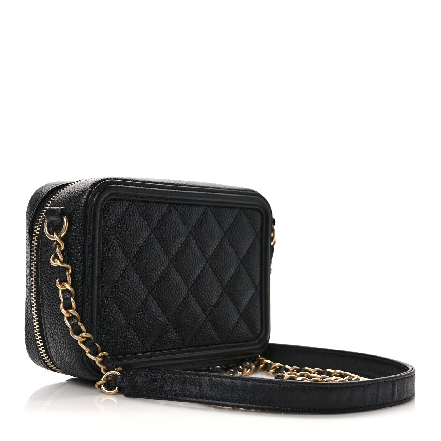Chanel Caviar Quilted CC Filigree Vanity Clutch With Chain Black 3 of 10