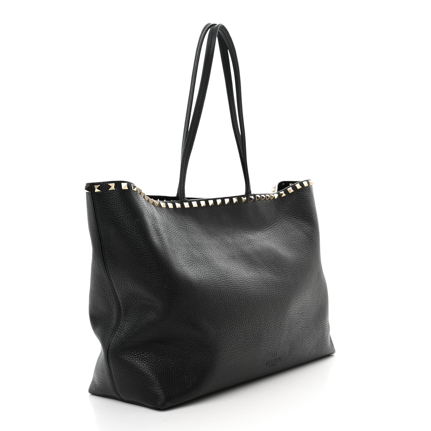 Valentino Garavani Grained Calfskin Rockstud Shoulder Tote Black 3 of 13